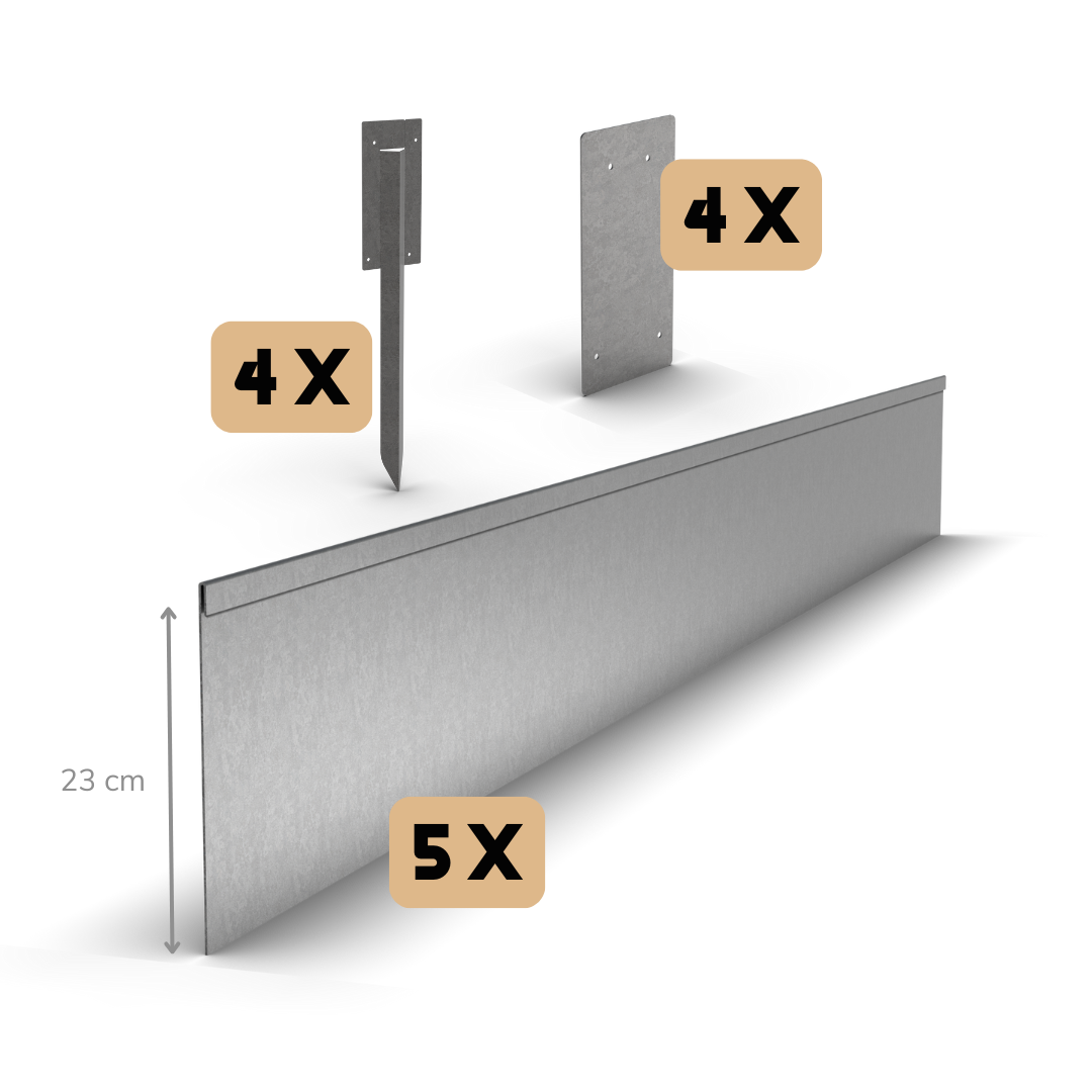 Zinkový okraj zploštělý 23 cm | Kompletní sada na 11,5 metru