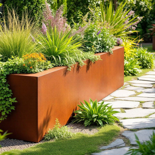 Planter rectangle corten steel