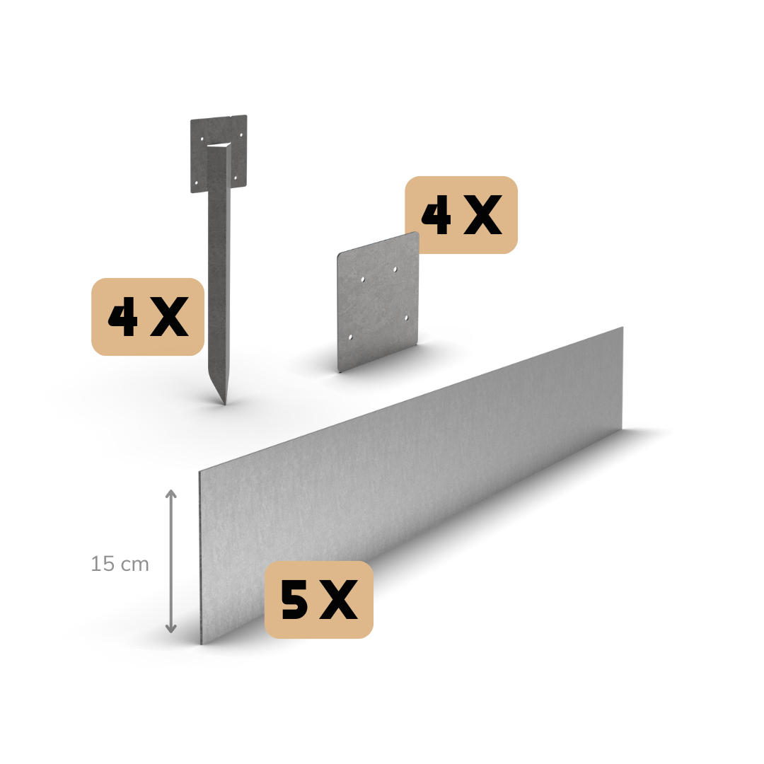 Zinc border edge straight 15 cm | Complete set per 11.5 meters