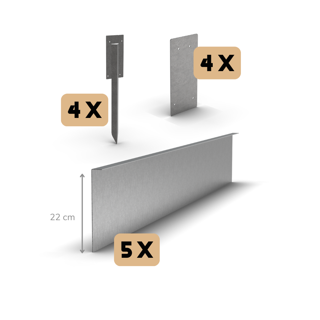 Zinc border edge set 22 cm | Complete set per 11.5 meters