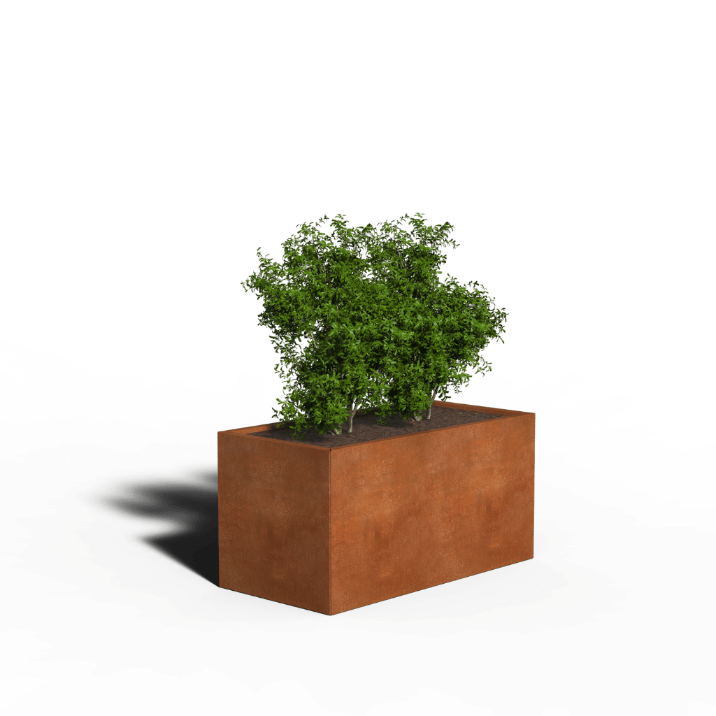 Jardinera rectangular de acero cortén | 120 x 60 x 30 | Sin fondo