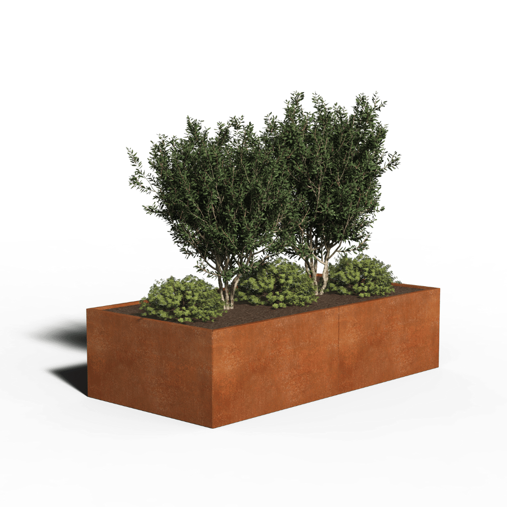 Jardinera rectangular de acero cortén | 240 x 120 x 40 | Sin fondo