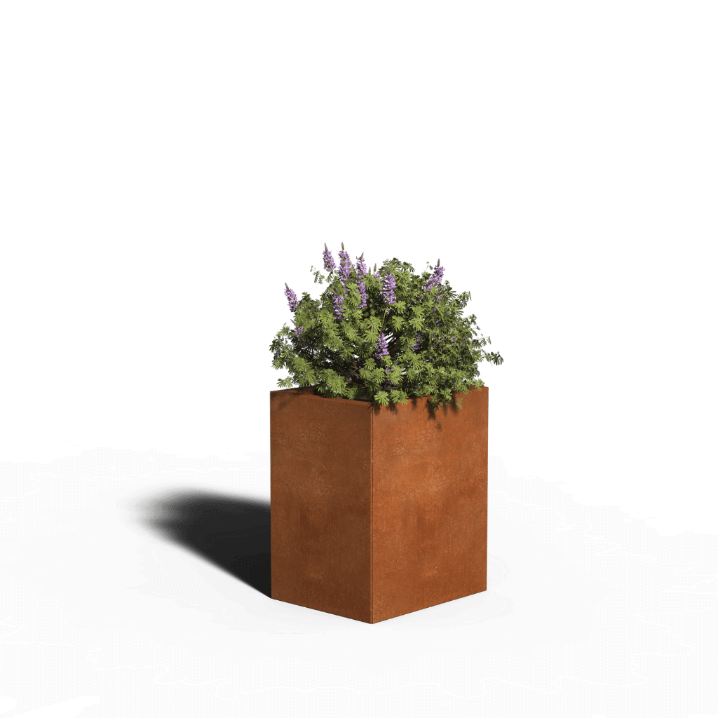 Corten teräksen neliön istutin