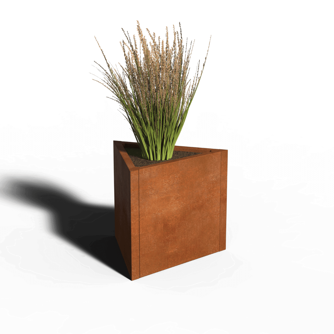 Driehoekige plantenbak cortenstaal