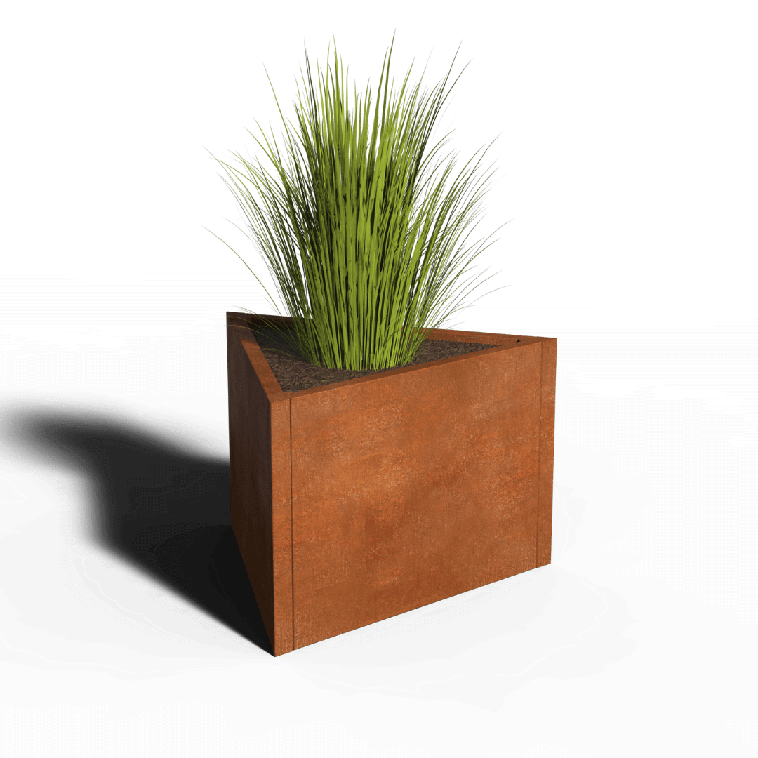Driehoekige plantenbak cortenstaal