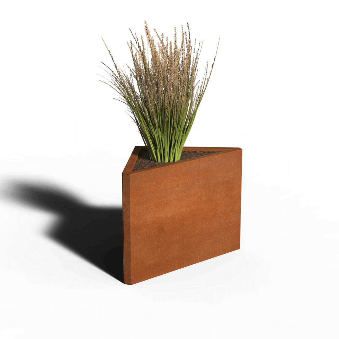 Driehoekige plantenbak cortenstaal