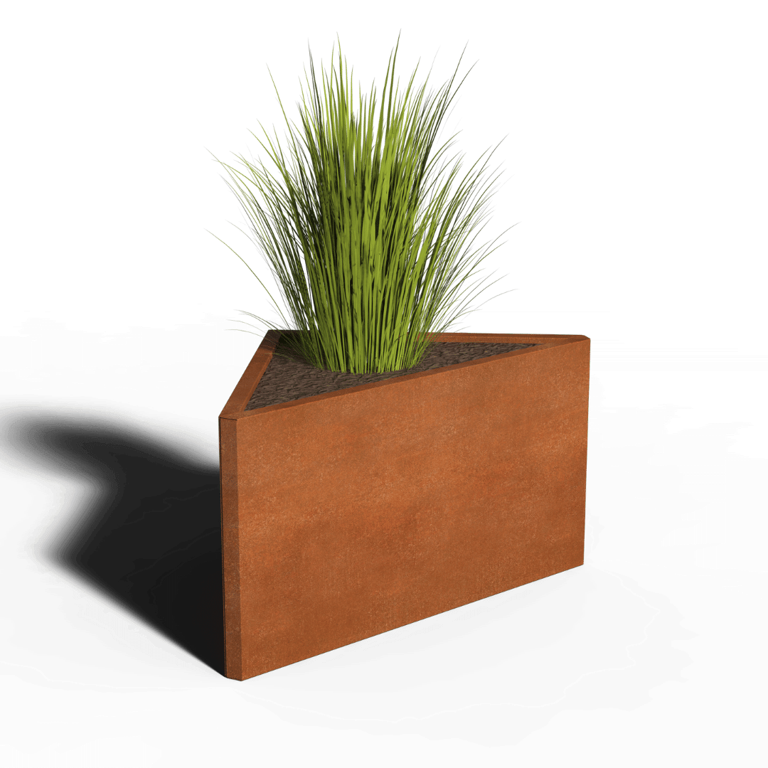 Driehoekige plantenbak cortenstaal