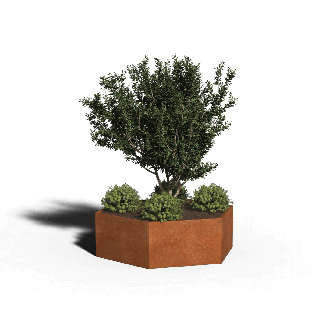 Zeshoekige plantenbak cortenstaal