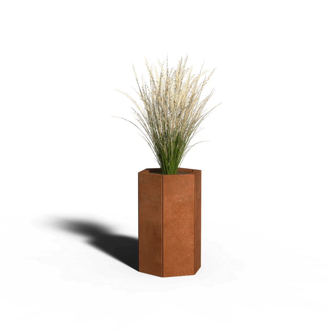 Zeshoekige plantenbak cortenstaal