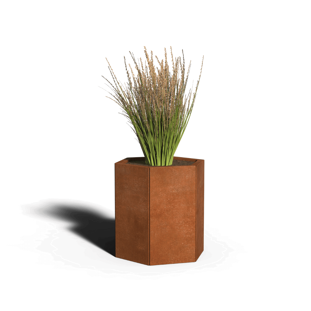 Zeshoekige plantenbak cortenstaal