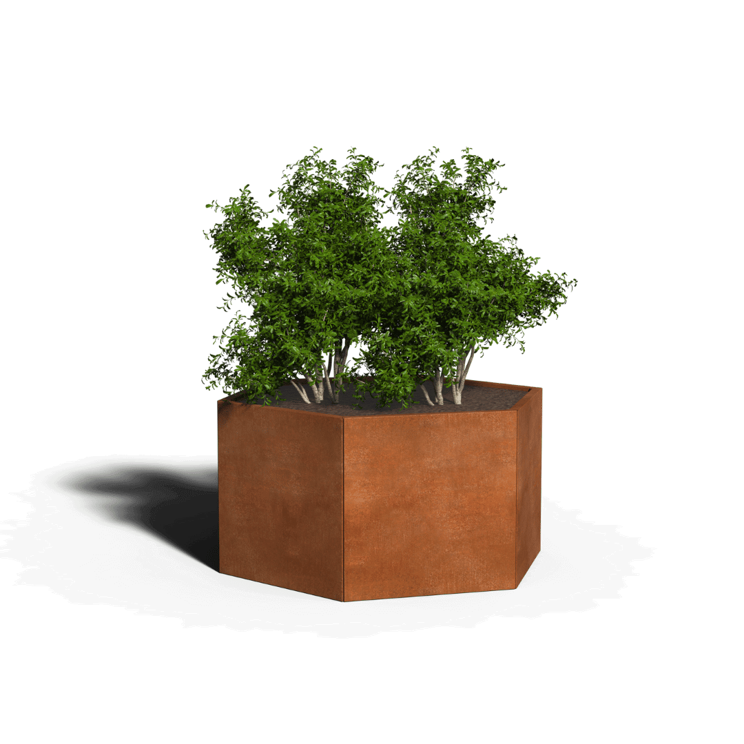 Zeshoekige plantenbak cortenstaal