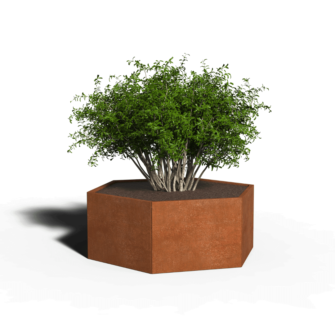 Zeshoekige plantenbak cortenstaal