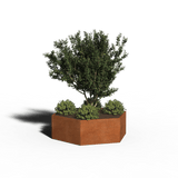 Jardinière hexagonale en acier Corten | 174 x 50 | Sans fond