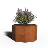 Bac à plantes octogonal en acier Corten | 97 x 40 | Sans fond
