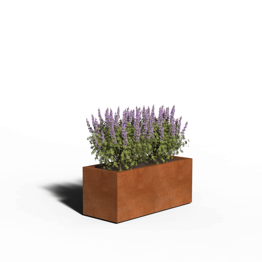 Bac à plantes en acier Corten rectangulaire | Soudé | 120 x 50 x 50 | Avec fond