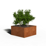 Fioriera quadrata in acciaio Corten | 120 x 120 x 30 | Con fondo