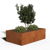 Fioriera rettangolare in acciaio Corten | 200 x 120 x 30 | Senza fondo
