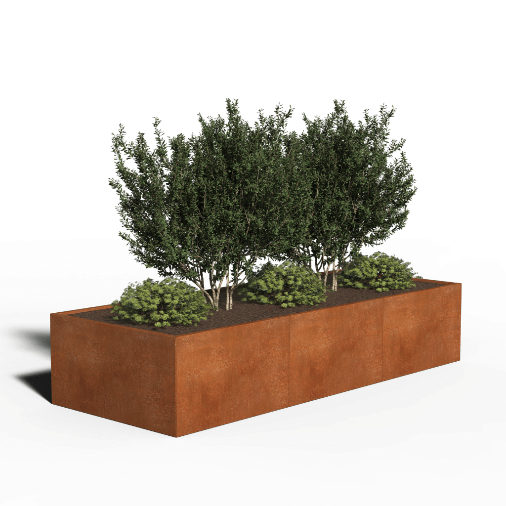 Fioriera rettangolare in acciaio Corten | 300 x 120 x 60 | Senza fondo