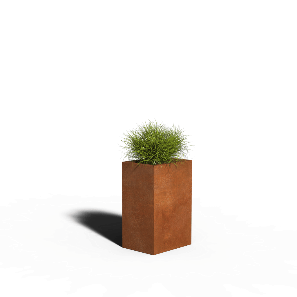Fioriera rettangolare in acciaio Corten | 40 x 30 x 30 | Con fondo