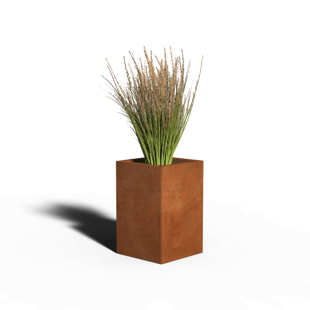 Fioriera quadrata in acciaio Corten | 40 x 40 x 30 | Con fondo