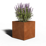 Fioriera quadrata in acciaio Corten | Saldata | 70 x 70 x 70 | Con fondo