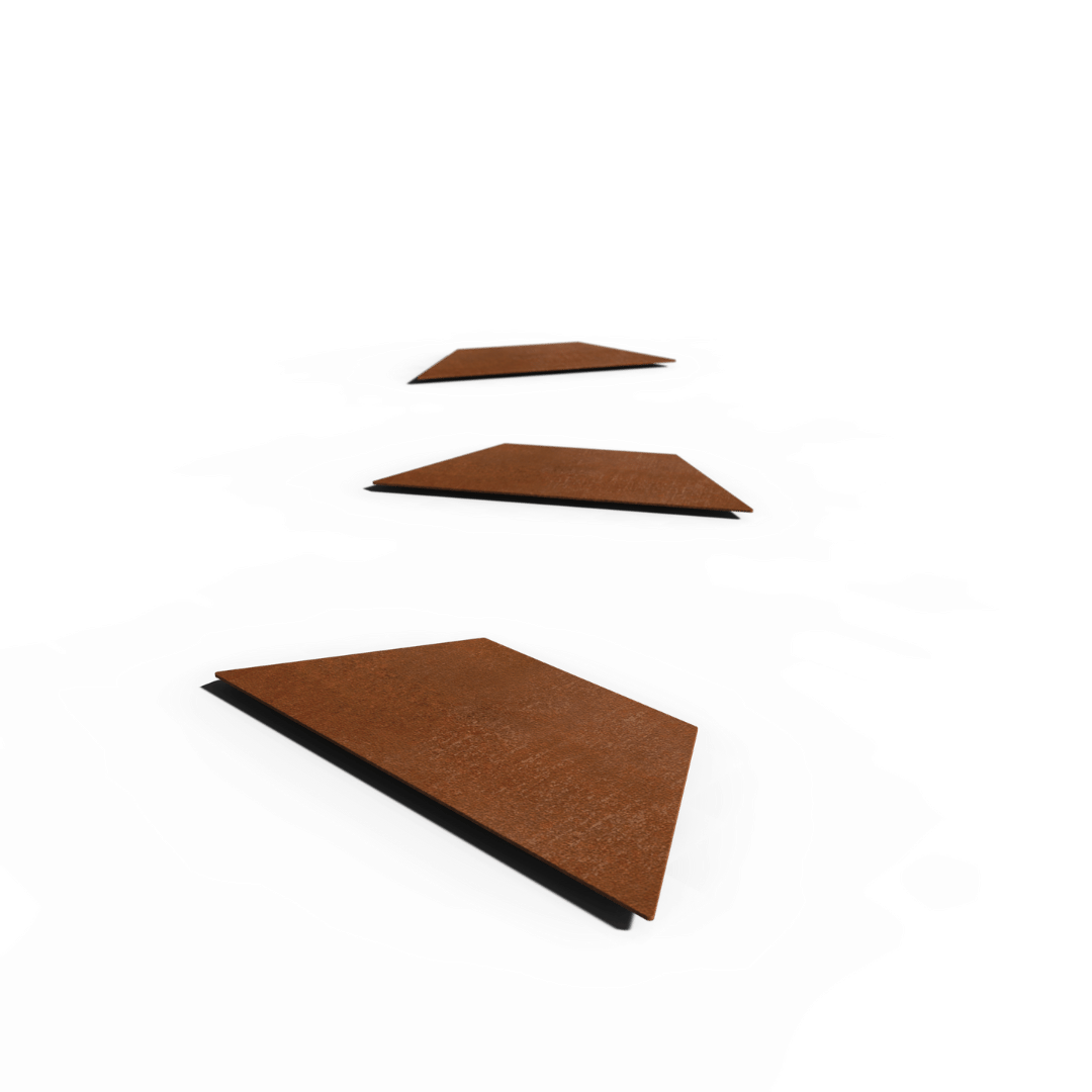 Mattonella a gradini in acciaio corten Esagono | 50 Verticale