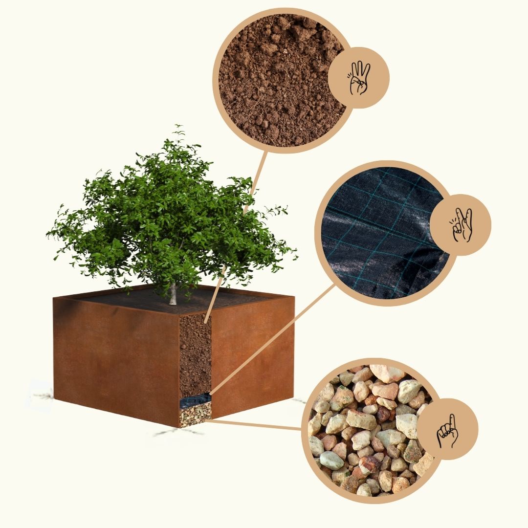 Acciaio corten Fioriera Rettangolo | 120 x 50 x 40
