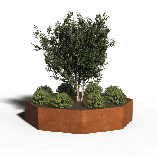 Achthoekige plantenbak cortenstaal