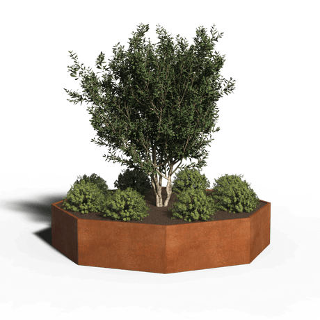 Achthoekige plantenbak cortenstaal
