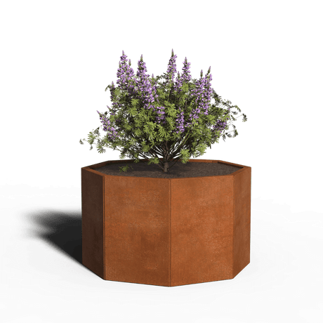 Achthoekige plantenbak cortenstaal