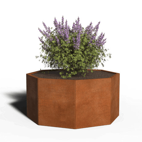 Achthoekige plantenbak cortenstaal