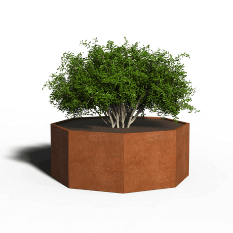 Achthoekige plantenbak cortenstaal