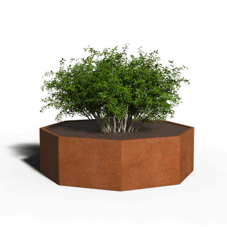 Achthoekige plantenbak cortenstaal